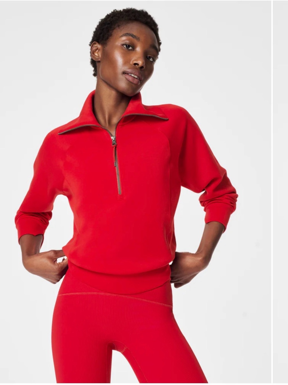 NWT Spanx Red Half-Zip Pullover